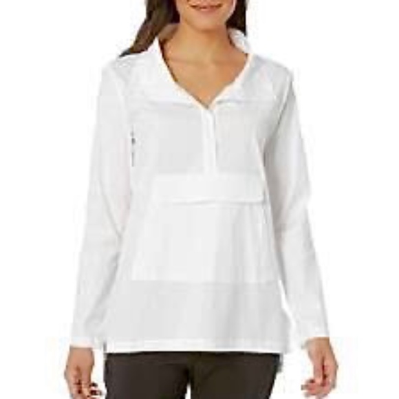 Elliott Lauren White Button Down Popover Shirt with Pocket - Picture 1 of 6